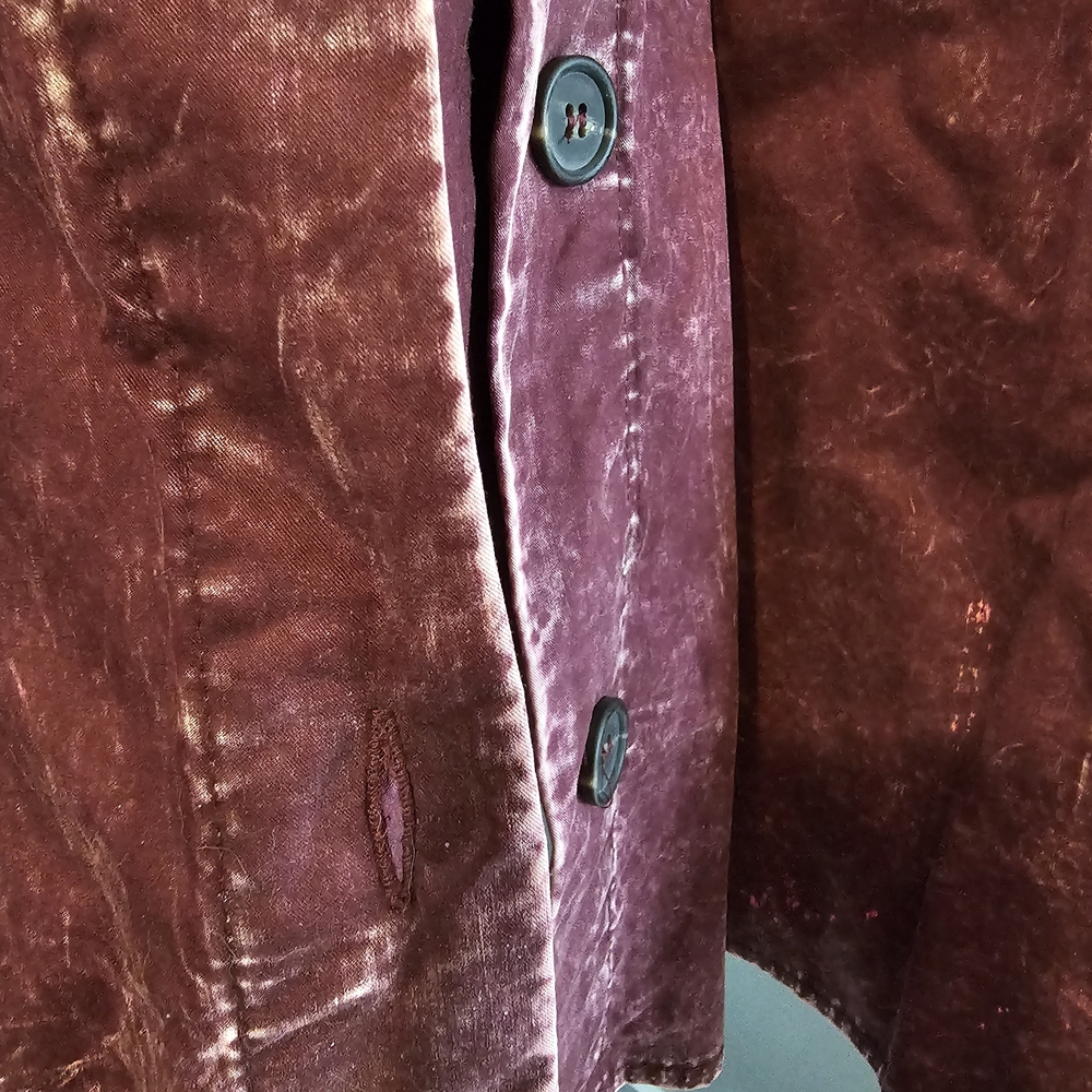 Plus Size Zenana Outfitters Washed Maroon Button-Up Jacket 3x
